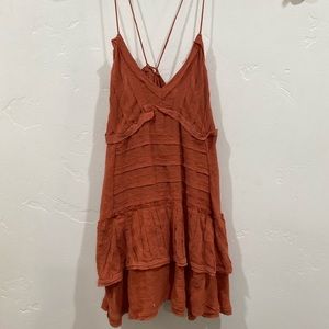 Orange Boho Open Back Dress